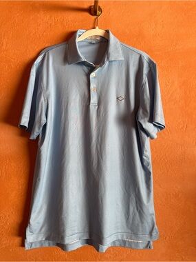 Peter Millar Summer Comfort Performance Golf Polo Shirt Small Blue Geometric